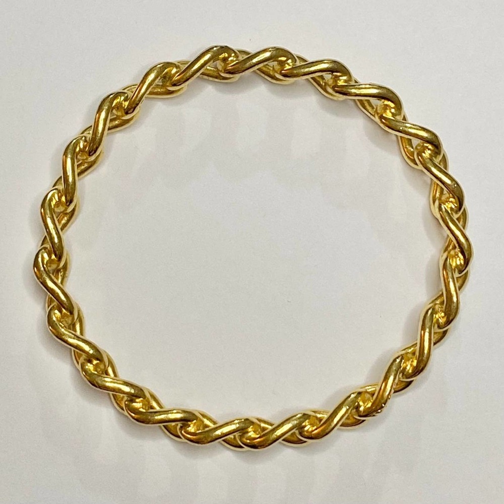 VTG Christian Dior Gold Tone Metal Chain Link Bangle Bracelet Signed - Picture 12 of 12